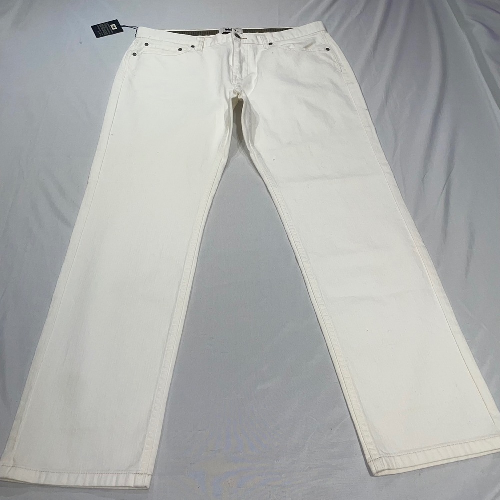 Joseph Abboud Mens White Straight Leg Jeans Stretch Denim 38x32